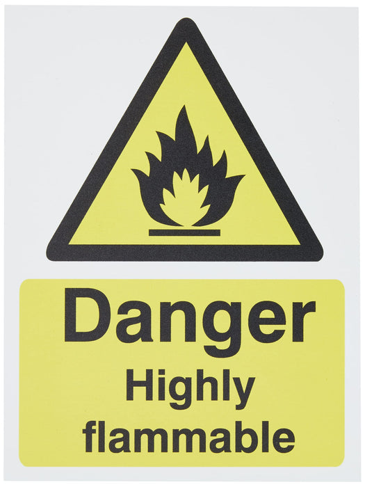 Warning Sign Highly Flammable Self Adhesive Plastic 20 x 15 cm