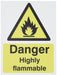 Warning Sign Highly Flammable Self Adhesive Plastic 20 x 15 cm