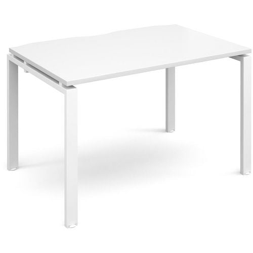 Dams International Rectangular Single Desk with White Melamine Top and White Frame 4 Legs Adapt II 1200 x 800 x 725 mm