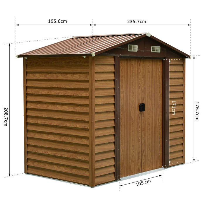 OutSunny Garden Shed Storage Outdoors Water proof Brown, Wood Grain 1956 mm x 2357 mm x 2087 mm