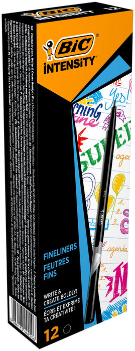 BIC Intensity Fineliner Pen Fine 0.4 mm Black Pack of 12