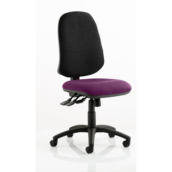 Dynamic Independent Seat & Back Task Operator Chair Without Arms Eclipse Plus XL III Black Back, Tansy Purple Seat Without Headrest High Back