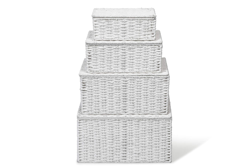 ARPAN Storage Basket Paper Rope White 36 x 28 x 18.5 cm Set of 4