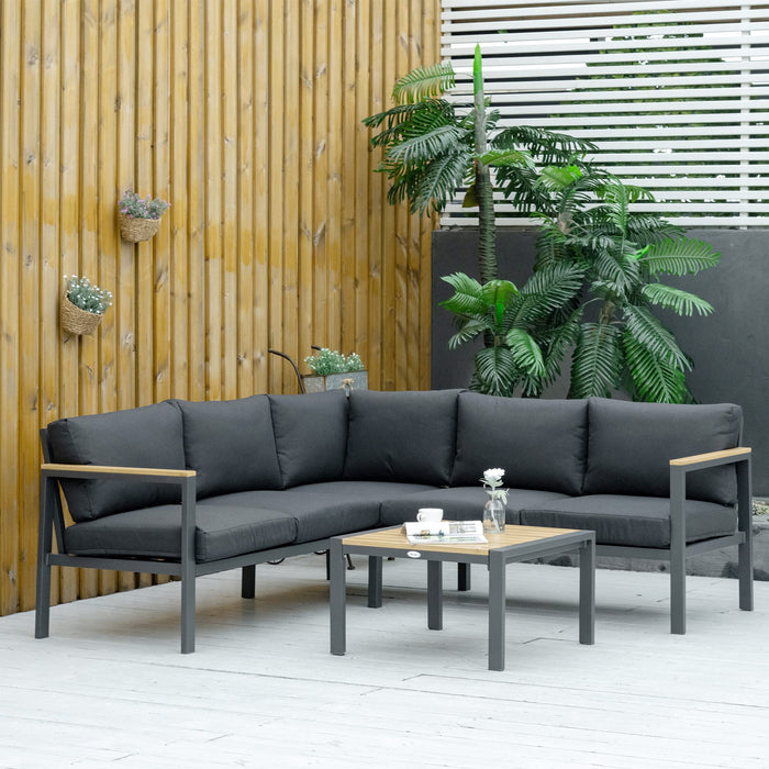 OutSunny Sofa 705 x 1,230 x 745 mm Aluminium, PL (Polyester), Sponge Dark Grey