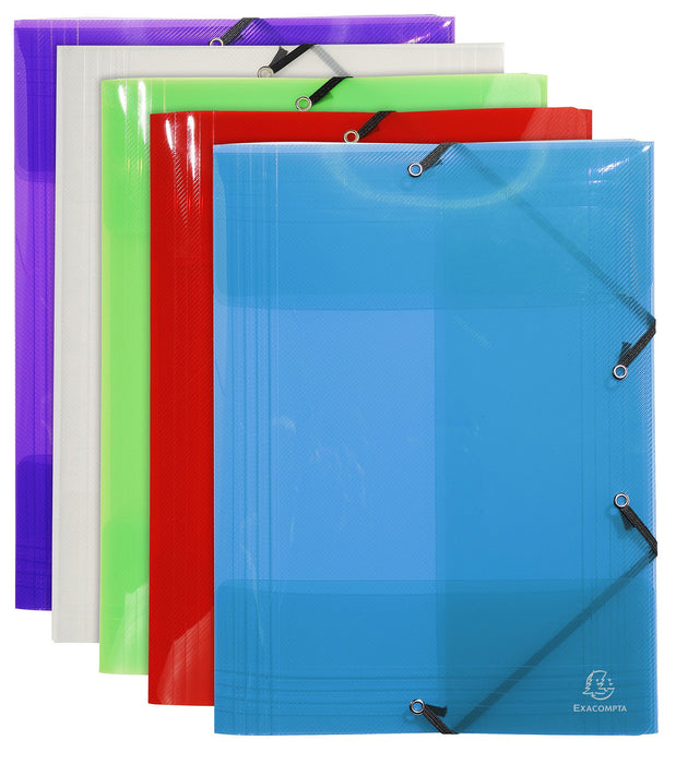 Exacompta 3 Flap Folder 59700E A3 Assorted Polypropylene 32 x 44 cm Pack of 10