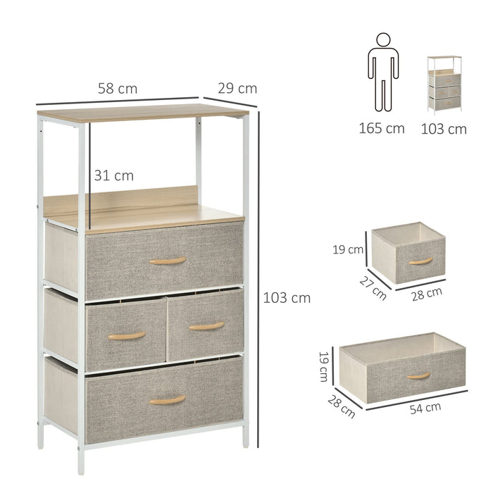 HOMCOM Storage Chest PL (Polyester), Metal, MDF (Medium-Density Fibreboard) White 2.9 x 5.8 x 10.3 cm