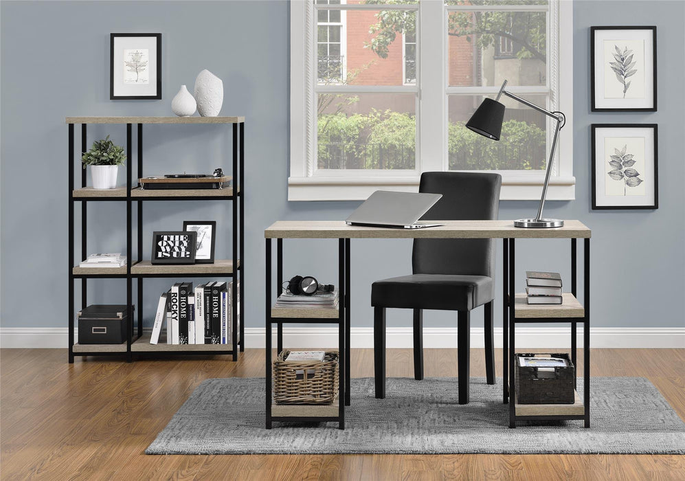 Alphason Home Office Desk Elmwood Grey Oak, Black 1,207 x 457 x 735 mm