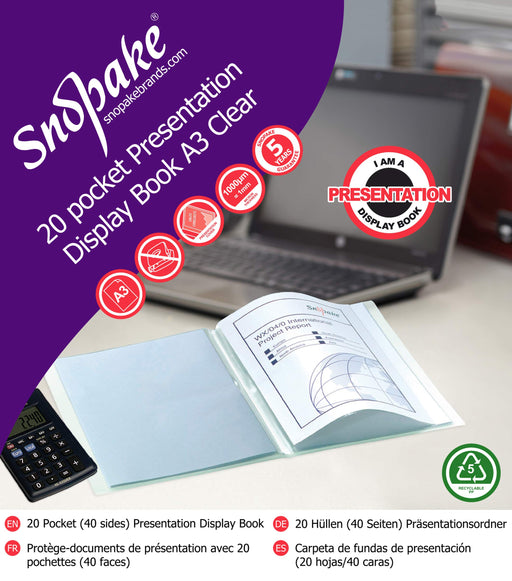 Snopake Electra 24-pocket A4 display book pack 5 - purple