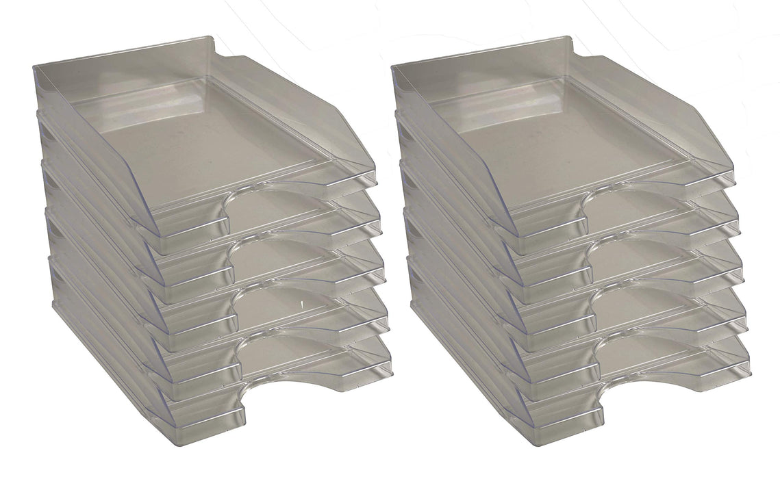 Exacompta Ecotray Letter Tray Translucent Grey Pack of 10