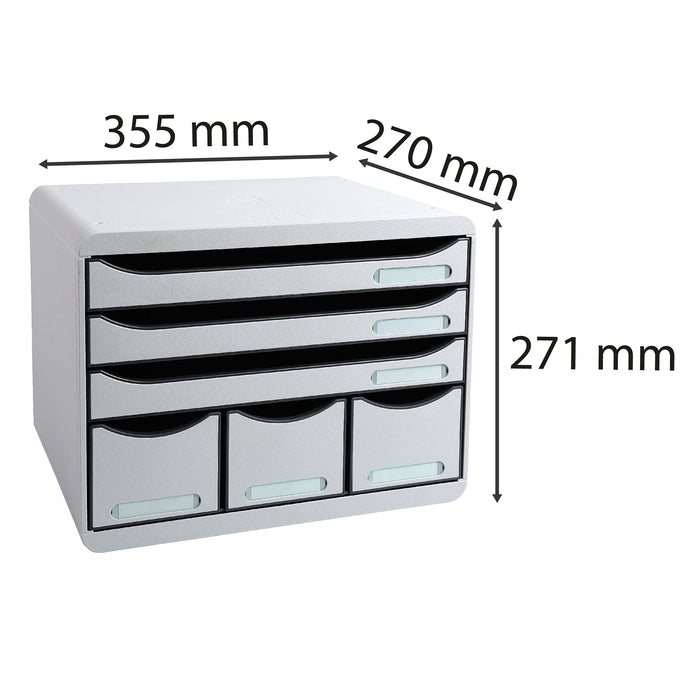 Exacompta Drawer Unit with 6 Drawers Store-Box Maxi Plastic Light Grey 35.5 x 27 x 27.1 cm