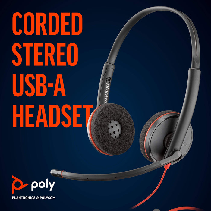 POLY Blackwire 3220 Stereo USB-A Wired Headset