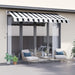 OutSunny Manual Retractable Awning, 2.5x2 m-Dark Blue/White Stripes