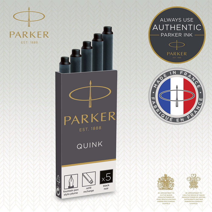 Parker 1950206 Fountain Pen Refill Black Pack of 10