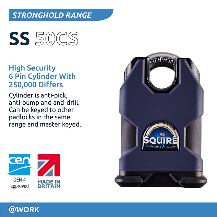 SQUIRE Padlock SS50CS Hardened Borron Alloy