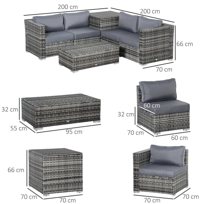 OutSunny Sofa 700 x 700 x 660 mm PE (Polyethylene) rattan, steel Grey