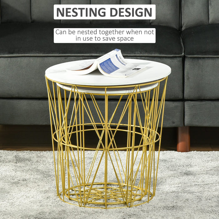 HOMCOM Round Nesting Side Tables Pack of 2