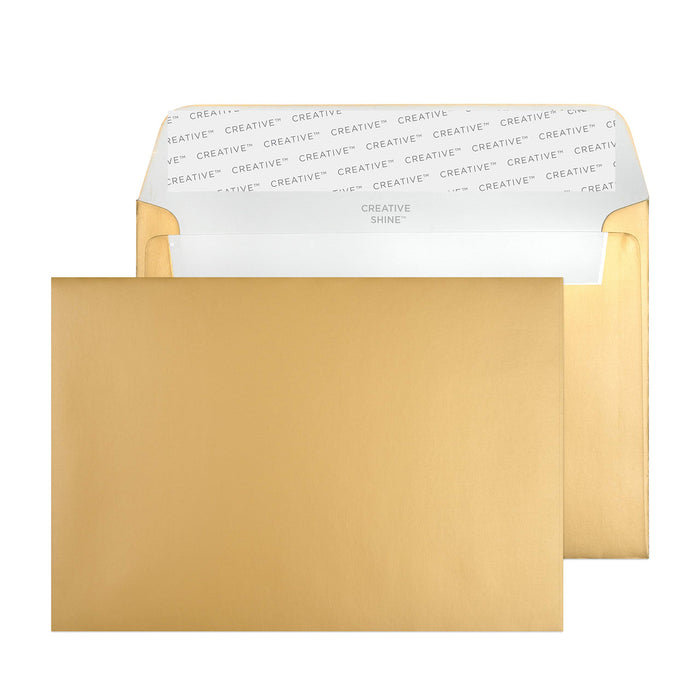 Creative Creative Shine Coloured Envelope C6 162 (W) x 114 (H) mm Adhesive Strip Gold 130 gsm Pack of 500