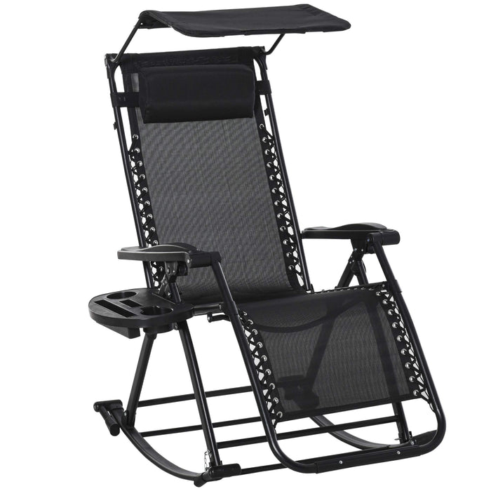 OutSunny Rocking Chair Steel Frame Black 670 x 1,020 mm