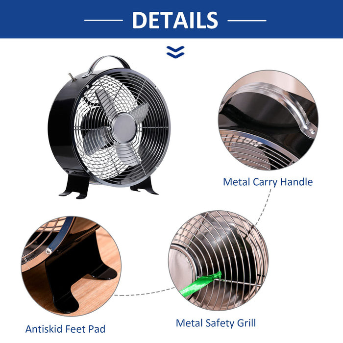 Homcom Desk Fan with Safety Guard Anti-Slip Feet Black