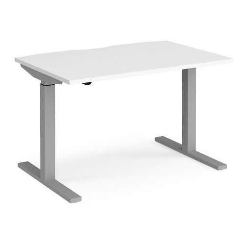 Elev8² Sit Stand Single Desk with White Melamine Top and Silver Frame 2 Legs Mono 1200 x 800 x 675 - 1175 mm