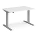 Elev8² Sit Stand Single Desk with White Melamine Top and Silver Frame 2 Legs Mono 1200 x 800 x 675 - 1175 mm