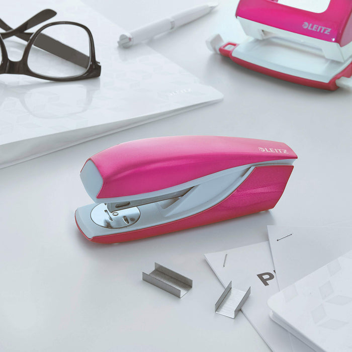 Leitz NeXXt WOW Stapler 5502 Half Strip Pink 30 Sheets 24/6, 26/6 Metal