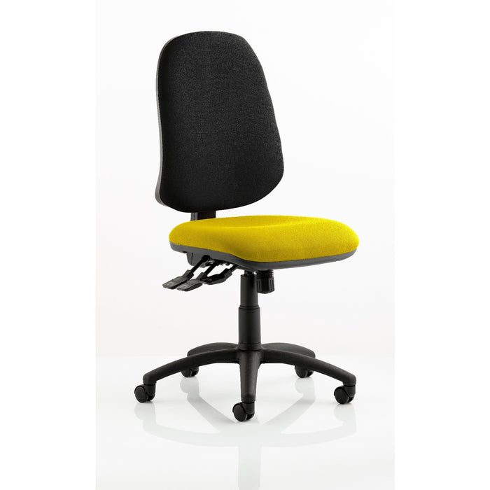 Dynamic Independent Seat & Back Task Operator Chair Without Arms Eclipse Plus XL III Black Back, Senna Yellow Seat Without Headrest High Back