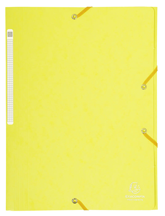 Exacompta 3 Flap Folder 17113H A4 Lemon 425gsm Pressboard 24x32cm Pack of 25