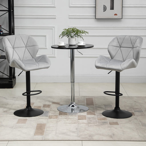 HOMCOM Bar Stool Fabric Light Grey Pack of 2