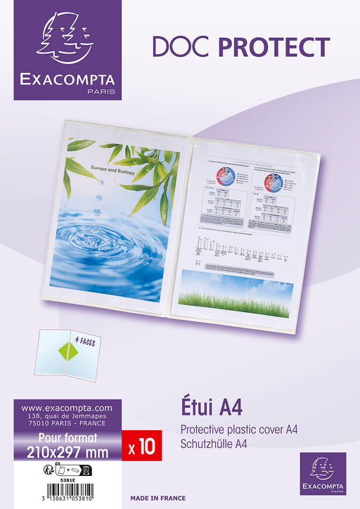 Exacompta Cut Flush Folder A4 Transparent Polyvinyl Chloride 200 Microns Pack of 20