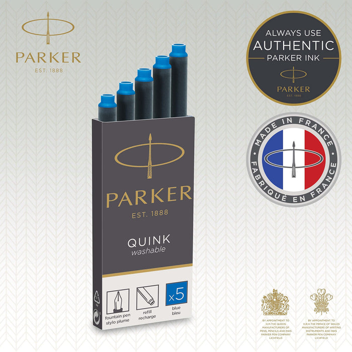 Parker Ink Cartridge Refill Quink Blue Pack of 10