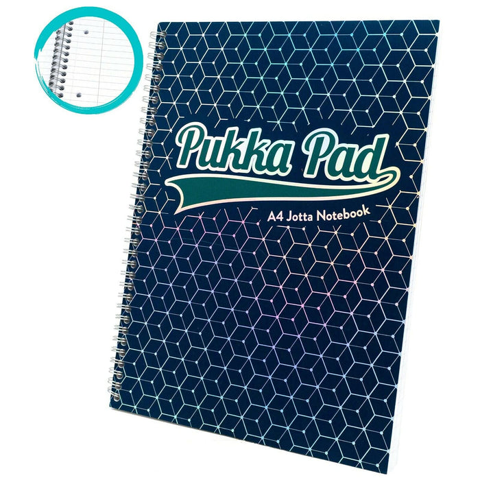 Pukka Pad Notebook Glee Jotta A4 Ruled Spiral Bound Cardboard Hardback Blue Perforated 200 Pages 200 Sheets