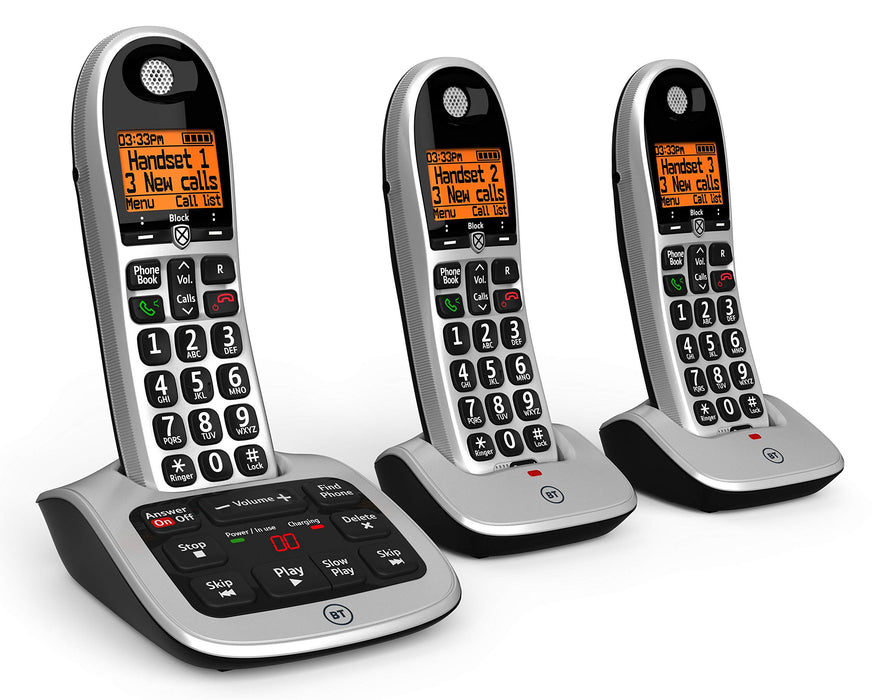 BT BT4600 Trio Cordless Telephone Black Pack of 3