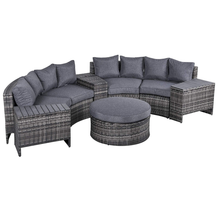 OutSunny Set Outdoor Rattan Furniture Polyester Grey