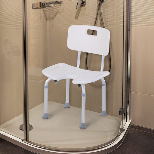 HOMCOM Shower Stool Plastic White