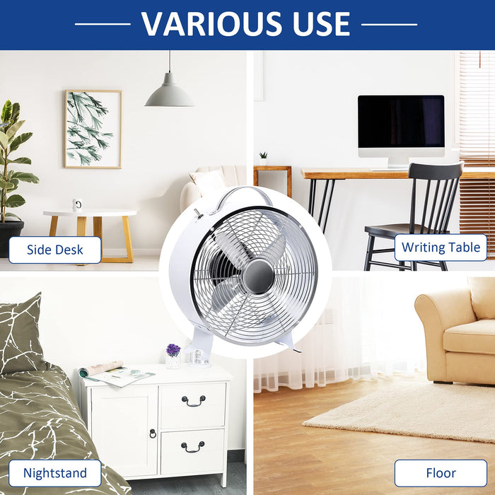 Homcom Desk Fan with Safety Guard Anti-Slip Feet White