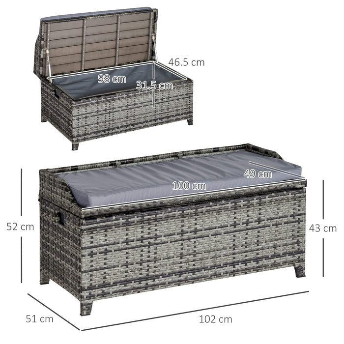 OutSunny Rattan Storage Bench 841-153 Brown