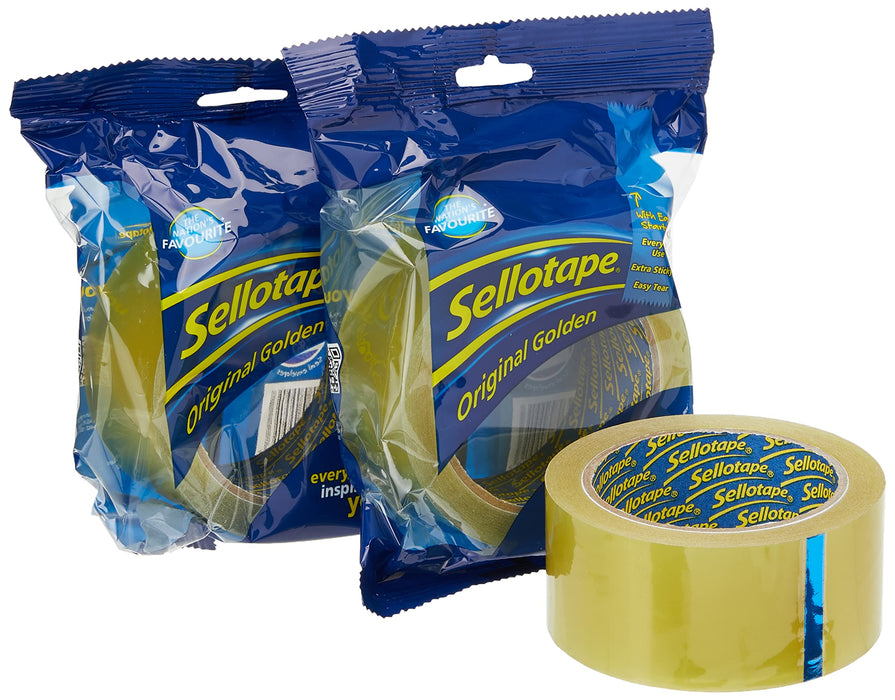 Sellotape Original Easy Tear Extra Sticky Golden Tape 48mm x 66m (Pack 6) - 1443304