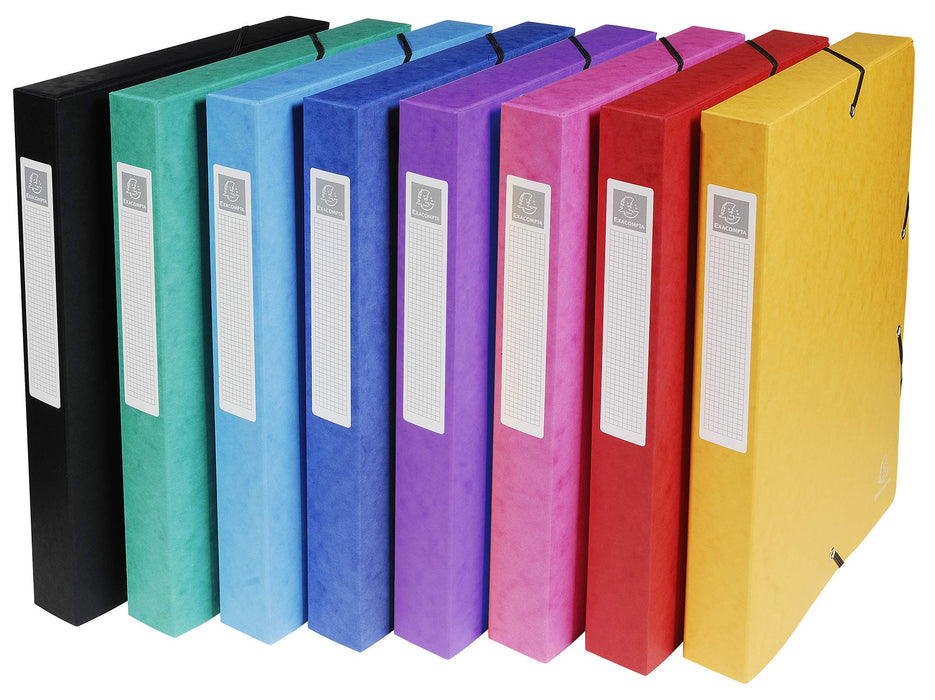 Exacompta Filing Box 50400E A4 Assorted Mottled Pressboard 40 mm Pack of 8