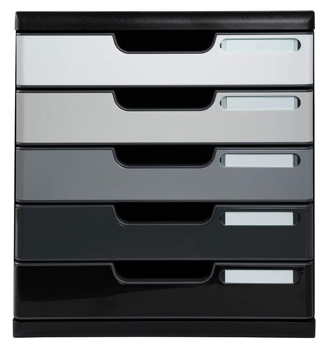 Exacompta Drawer Unit with 5 Drawers Modulo Plastic Black, Grey 28.8 x 35 x 32 cm