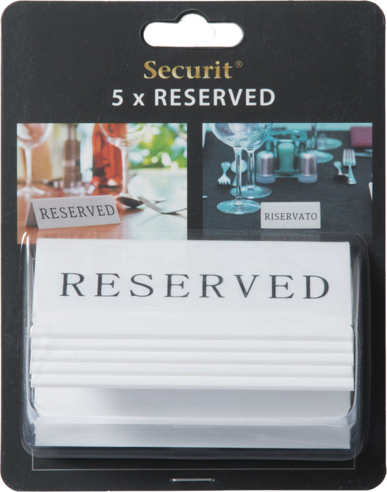 Securit Table Reservation Stand White 10 x 4.5 x 5 cm Pack of 5