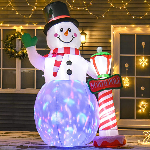 HOMCOM Christmas Snowman with Lamp Inflatable White 103 x 240 cm