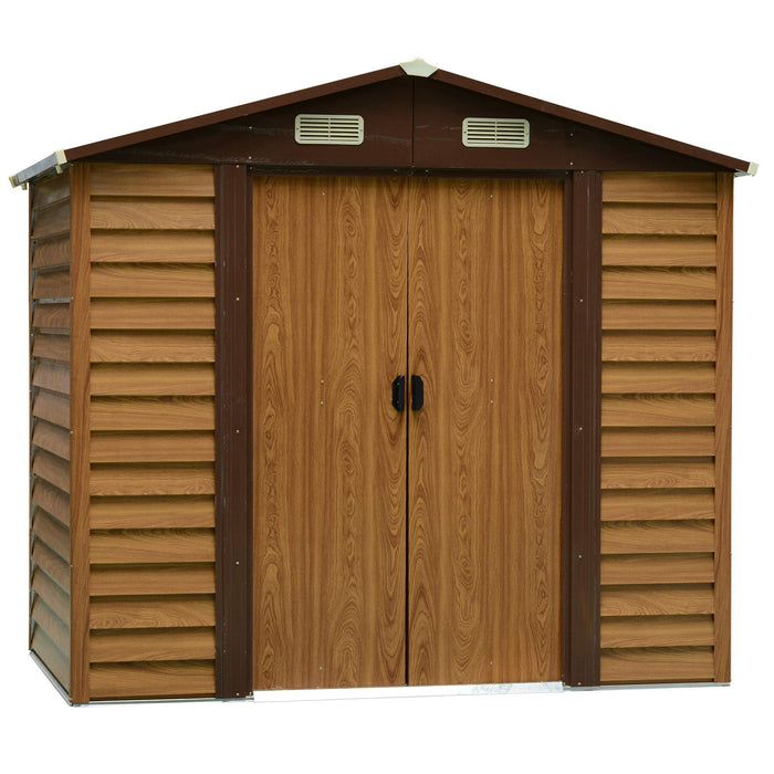 OutSunny Garden Shed Storage Outdoors Water proof Brown, Wood Grain 1956 mm x 2357 mm x 2087 mm