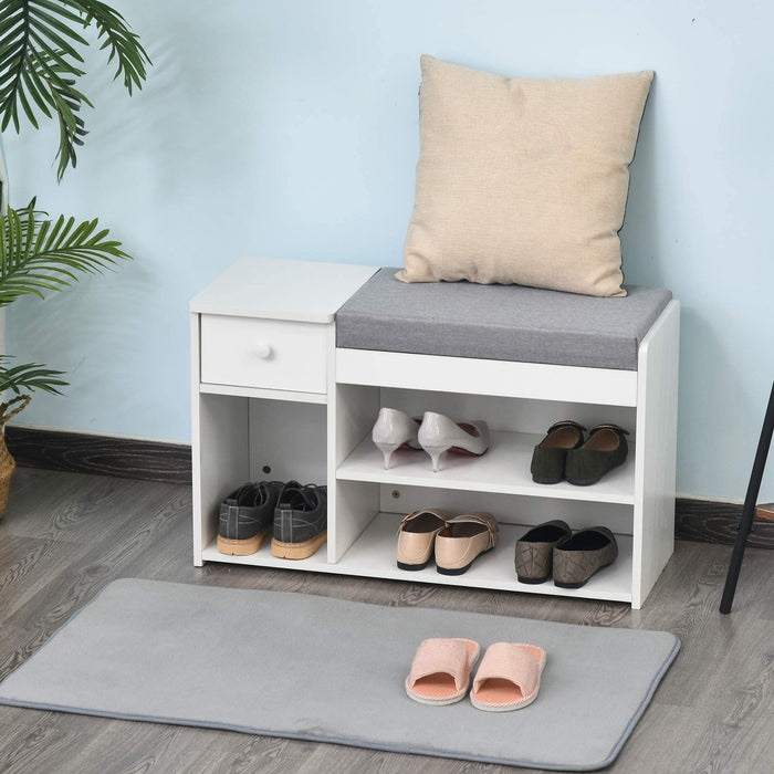 SHOE BENCH W DRAWER WHITE