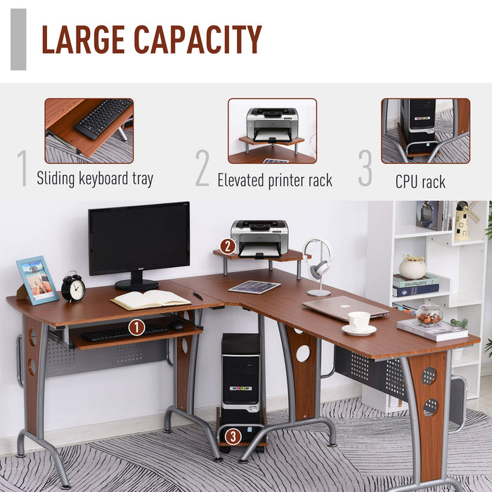 HOMCOM L-shape Computer Desk Brown 1,450 x 865 mm