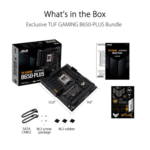 ASUS TUF Gaming B650-Plus - Motherboard - ATX - Socket AM5 - AMD B650 Chipset - USB 3.1 Gen 2, USB 3.2 Gen 2, USB-C 3.2 Gen2, USB-C 3.2 Gen 2x2, USB-C 3.2 Gen 1 - 2.5 Gigabit LAN - onboard graphics (CPU required) - HD Audio (8-channel)