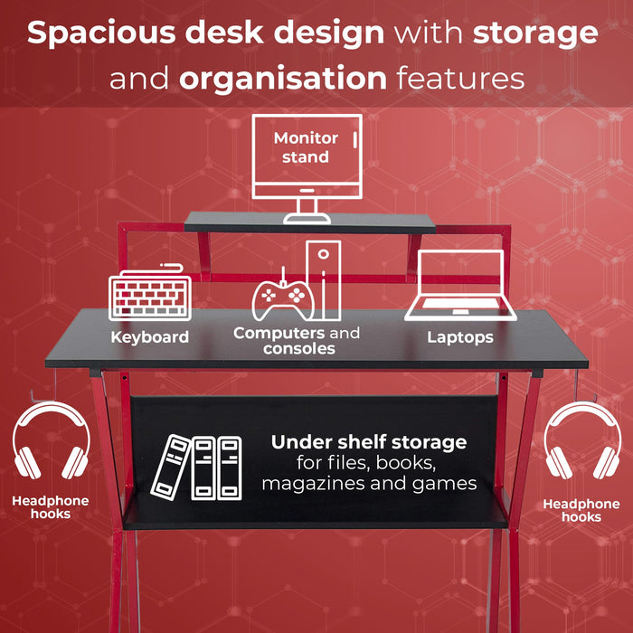 NEO Non Height Adjustable Desk Rectangular 2T-GDESK-RED Steel 940 (W) x 500 (D) x 950 (H) mm