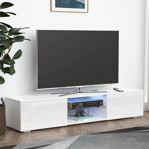 HOMCOM TV Stand MDF (Medium-Density Fibreboard), Particle Board Black 160 x 35 x 30 cm