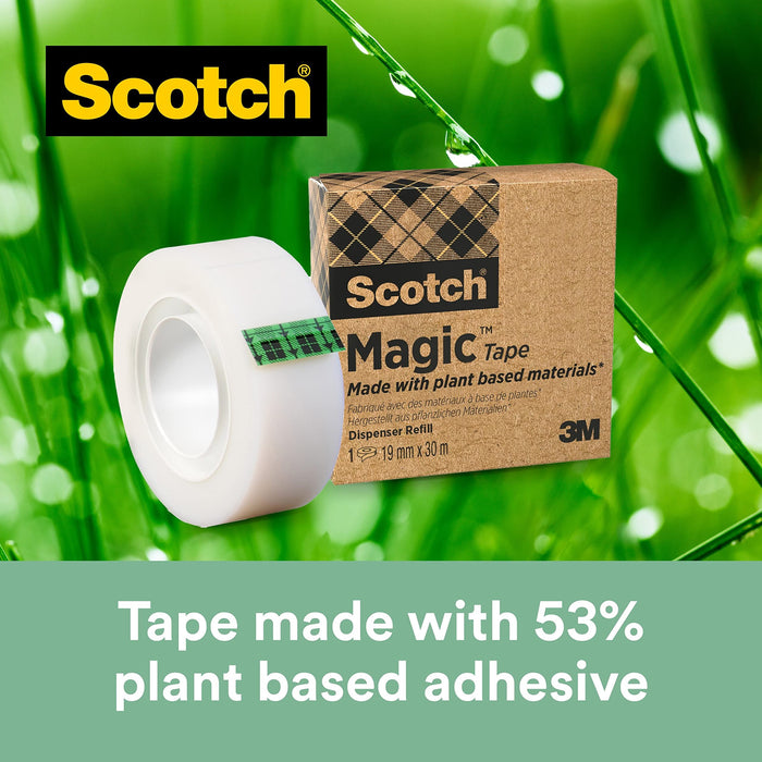 Scotch Magic Tape Transparent 19 mm x 33 m Small Core PP (Polypropylene) Pack of 9