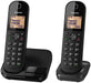 Panasonic Twin Cordless DECT Telephone KX-TGC412EB Black Pack of 2